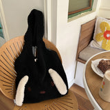 Wenkouban  New Winter Warm Plush Bag Women Imitation Lamb Hair Cartoon Dog Ears Shoulder Bag For Women Large-capacity Tote Bag Handbag