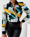 Wenkouban Graduation Gifts Spring Summer Women Casual Turn-down Collar Blouse Print Colorblock Buttoned Long Sleeve Shirt New Woman Hot Sale Shirts