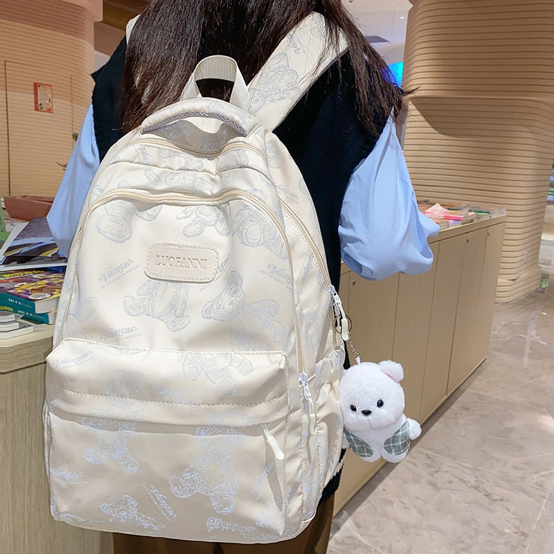 Wenkouban New Lady High Capacity Waterproof College Backpack Girl Printing Travel Book Cute Women School Bag Fashion Laptop Student Female