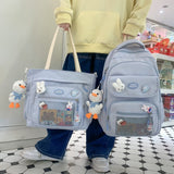 Back to school   Fashion Kawaii Student Schoolbag 2pcs Set Bag Girls Cute Waterproof Backpack Travel Mochila Teens Bookbag Shoulder Bag