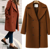 Wenkouban Elegant Double Breasted Long Ladies Coat Oversized Outwear 2023 Winter Women Wool Coats Casual Effects Jackets Woolen Overcoat
