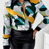 Wenkouban Graduation Gifts Spring Summer Women Casual Turn-down Collar Blouse Print Colorblock Buttoned Long Sleeve Shirt New Woman Hot Sale Shirts
