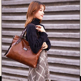 Wenkouban New Fashion Casual Tote Bag Women Handbags Soft Leather Shoulder Bags Vintage Big Capacity Crossbody Hand Bag for Ladies