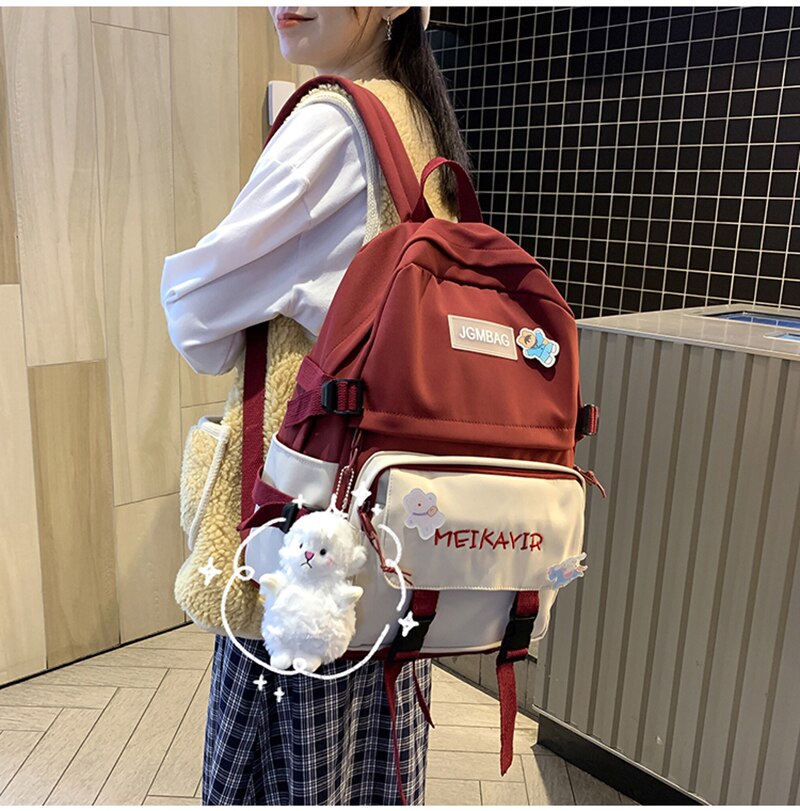 Back to school   Fashion Kawaii Women Backpack Cotton Buckle Rucksack Cute Student School Bag Travel Mochila for Teenage Girls Bookbag
