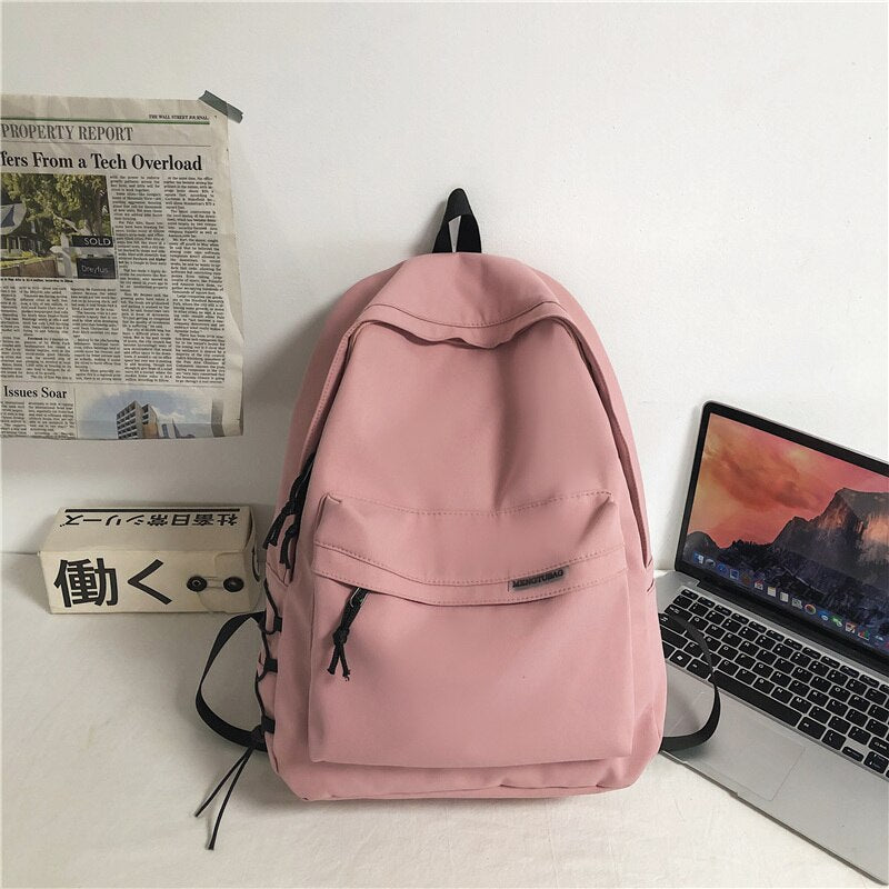 Back to school  Fashion Teens Bookbag Simple Women Rucksack Travel Bag Mochila High School Schoolbag for Girls Boys Black Backpack