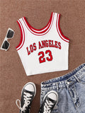 Wenkouban No.23 Basketball Clothes Letter Graphic Tank Top Women Summer Y2K High Street Sleeveless O-Neck Crop Top Streetwear 2023 Vest