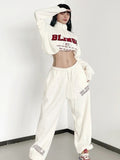 Wenkouban Y2K White Joggers Sweatpants Women Oversize Korean Streetwear Letter Print Jogging Sports Pants Harajuku Trousers Female