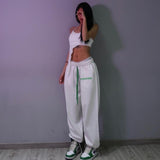 Wenkouban Y2K Hippie White Jogging Sweatpants Women Oversize 2022 Joggers Sports Pants High Waist Harajuku Loose Trousers For Female