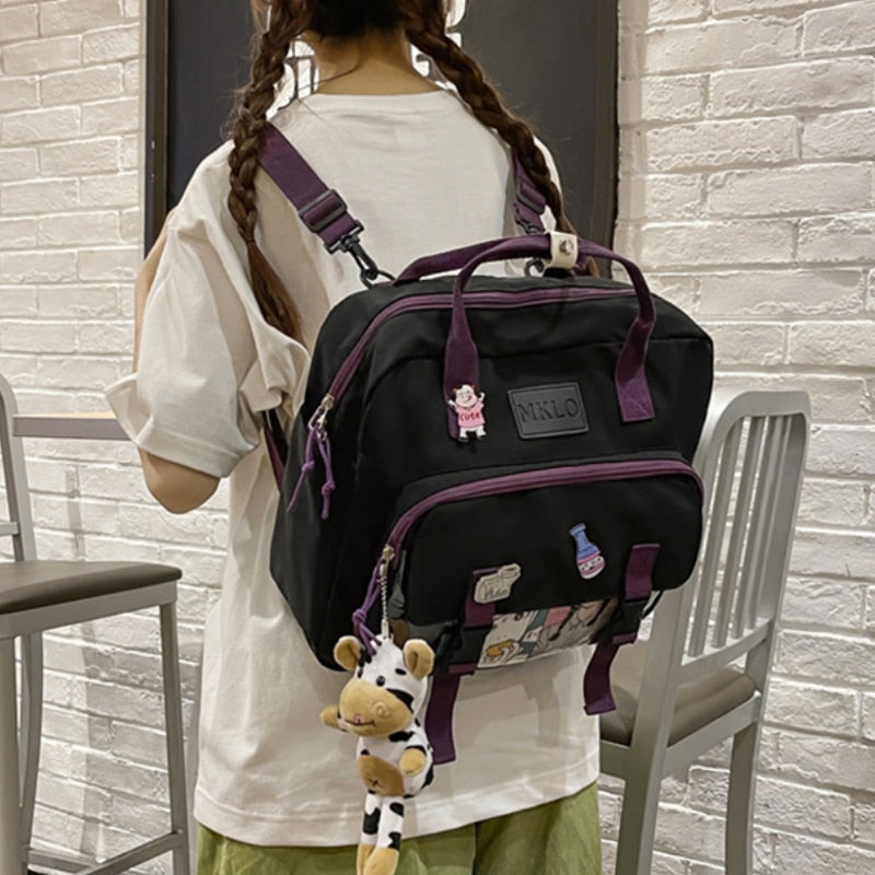 Wenkouban Mini Backpack Canvas Teenager Girls School Backpack For Female Student Women Patchwork Kawaii Small Backpack Rucksacks Mochila