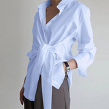 Graduation Gifts   Long Sleeve Women Shirt Blouse Button White Blouses Female Ruched Black Loose Shirts For Women Cotton Office Blouses New 18659