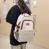 Fashion Women Backpack Cute Nylon Student Schoolbag Kawaii Ladies Large Capacity Laptop Bagpack Girl Bookbag Solid Color Mochila