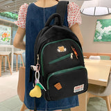 Wenkouban Ladies Harajuku Plaid Student Bag Girl Travel Book Backpack Trendy Female Laptop College Backpack Fashion Women Nylon School Bag
