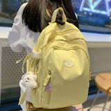 Wenkouban Trendy Women Yellow Laptop School Bag Girl Travel Kawaii Book Backpack Fashion Lady Leisure Bag Female Cute College Backpack New