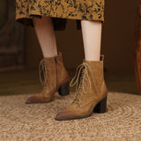 Wenkouban  fashion inspo   NEW Autumn Women Boots Pointed Toe Chunky Shoes Women Cow Suede Black Shoes Women Concise Western Boots Cowboy Boots for Women
