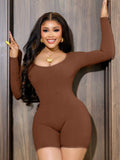 Wenkouban Sunny Autumn Ribbed Sexy Y2K Clothes Long Sleeve Backless Bodycon Skinny Playsuit For Women Club Streetwear Romper Fall Outfit