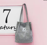 Wenkouban  Fashion Outdoor Leisure Shopping Bag Shoulder Bags Women New Corduroy Canvas Bag Girl Travel Party Organizer with Button Handbag