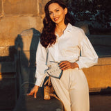 Wenkouban Casual Vintage Button White Blouse Women Lantern Sleeve Oversized Loose Women Shirt Cotton Office Ladies Tops Blusas