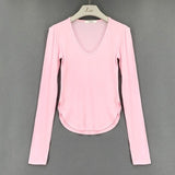 Graduation Gifts   Autumn Long Sleeve Tshirt Women 2022 Fashion Slim White Woman Tshirts Tops High Elasticity Thin Skinny Tee Shirt Blusas 16075