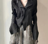 Wenkouban Gothic Black Shirt Yamamoto Style Dark Aesthetic Blouse Women Irregular Designer Clothes Emo Alt Clothes Grunge Tops Y2k