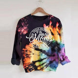 Wenkouban Halloween Hoodies Tie-Dye Print Hoodie Women Letter Sweatshirt Harajuku Long Sleeve Top Halloween Fashion Streetwear Oversized Hoodies Pullovers