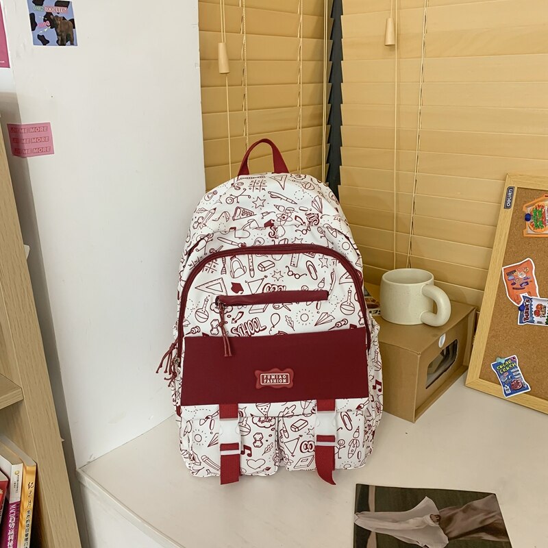 BACK TO COLLEGE  Fashion Waterproof Graffiti Backpack for Teens Student Bookbag Girl Shoolbag Travel Women Mochila College Laptop Bag