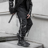 Wenkouban Back To School  Black Cargo Pants Men Joggers Cargo Trousers For Men Jogging Japanese Streetwear Hip Hop Hippie Gothic Ribbon