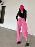 Wenkouban Oversize Pink Joggers Sweatpants Women Y2K Streetwear Jogging Sports Pants Korean Fashion Casual Wide Leg Trousers Female