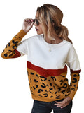 Wenkouban Ladies Leopard Patchwork Autumn Winter Sweater Women Tops Full Sleeve Knitted Jumper Pullovers Sweaters Female Pull Knitwear