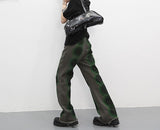 Wenkouban Y2k Aesthetics Green Jeans Japanese Harajuku Denim Pants Grunge Korean Fashion Jeans Boyfriend Vintage Distressed Jeans