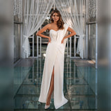 Wenkouban Mother Of The Bride Dresses 2022 Women Off Shoulder Sequins White Bodycon Frock Sexy Celebrity Evening Runway Party Long Dress