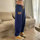 Wenkouban Korean Fashion Oversize Blue Jogging Sweatpants Women Baggy Streetwear Loose Wide Sports Pants Harajuku Trousers Female