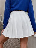 Wenkouban   Preppy Style High Waist Solid Pleated Mini Skirt Women Summer Spring Korean Fashion Cute White A-Line Skirt Y2k Skort Clothes