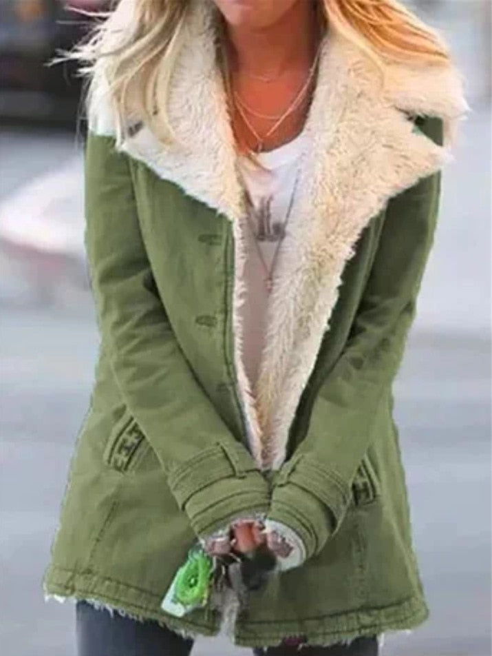 Wenkouban 2023 new hot-selling lapel printing single-breasted long-sleeved plush plush coat women's coat winter coat women elegant