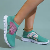 Wenkouban - Cyan Casual Patchwork Printing Round Comfortable Shoes