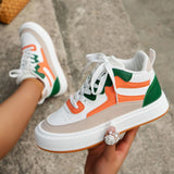 Wenkouban - White Green Casual Patchwork Frenulum Round Comfortable Out Door Shoes