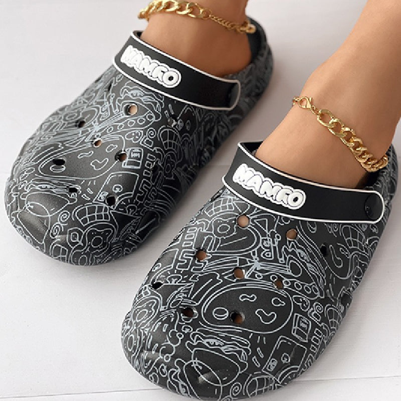 Wenkouban - Multicolor Casual Living Graffiti Patchwork Round Comfortable Shoes
