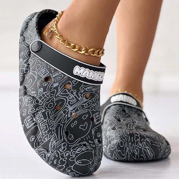 Wenkouban - Multicolor Casual Living Graffiti Patchwork Round Comfortable Shoes