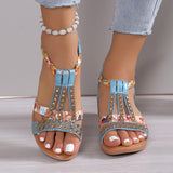 Wenkouban - Silver Casual Patchwork Rhinestone Fish Mouth Out Door Wedges Shoes (Heel Height 1.57in)