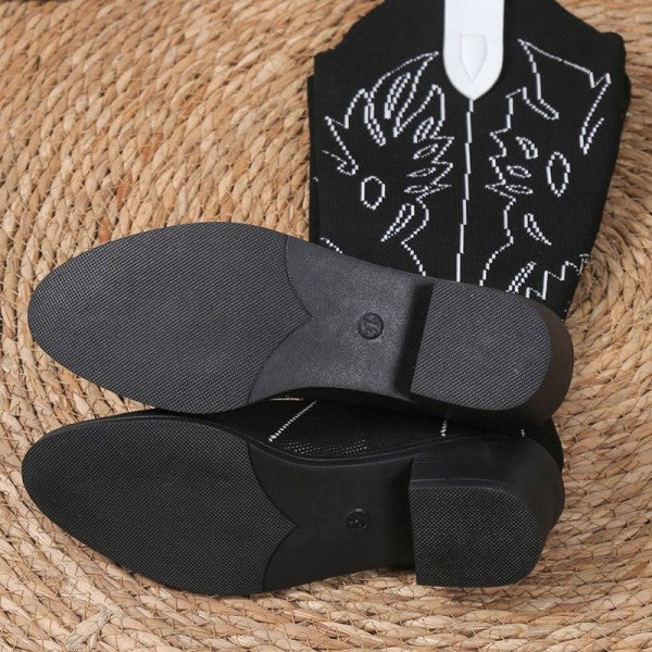 Wenkouban - Black Casual Embroidered Patchwork Pointed Comfortable Out Door Shoes