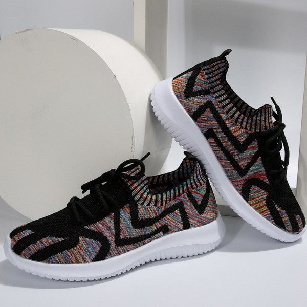 Wenkouban - Black Casual Sportswear Daily Patchwork Frenulum Round Comfortable Out Door Shoes